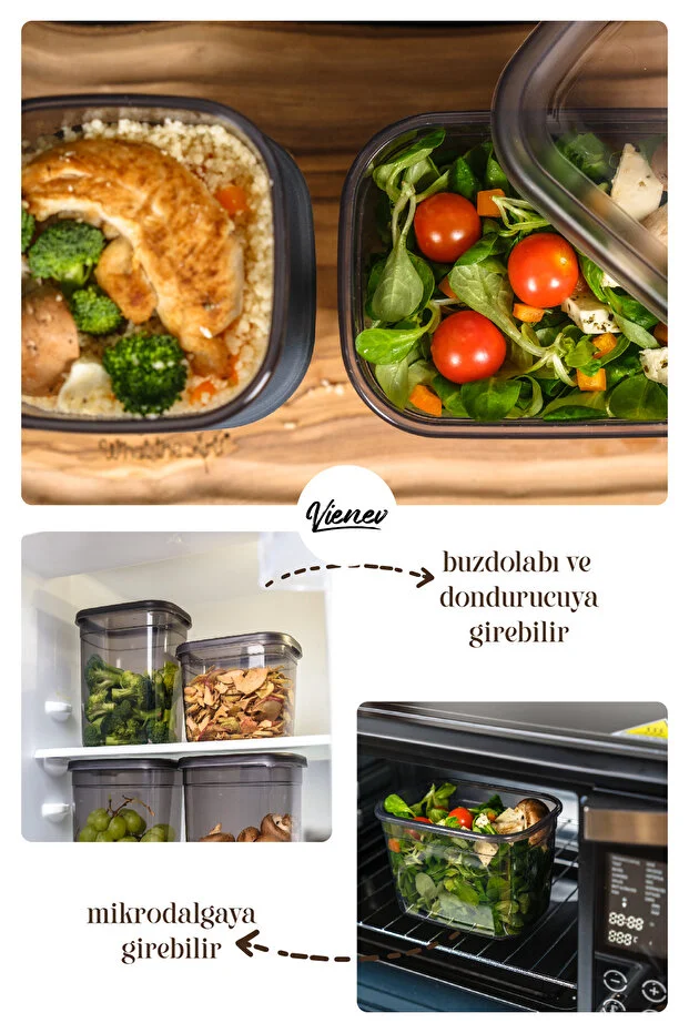 30'lu Peggy Dikdörtgen Saklama Kutusu Seti 6x(1,9 1,5 1,15 0,8 0,4 LİTRE) Serigrafi Etiketli